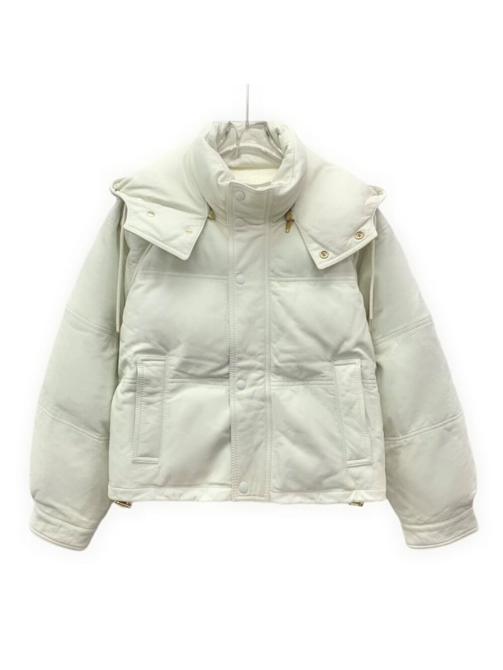 Celine Beige Sheepskin Leather Hooded Drawstring Jacket